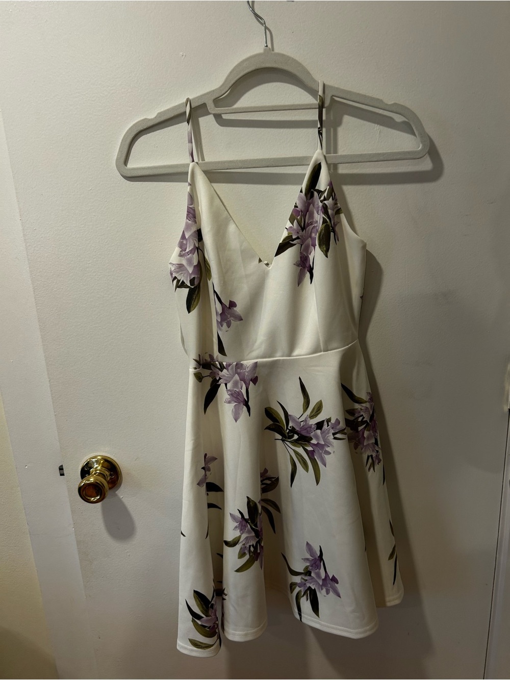 Windsor White Mini Dress with Lavender Floral Print